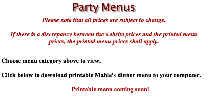 party menus main page